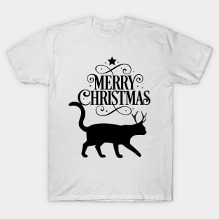 Merry christams black cat T-Shirt